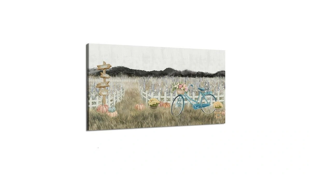 Large Wall Art For Living Room Farmhouse Bicycle Flowers Floral