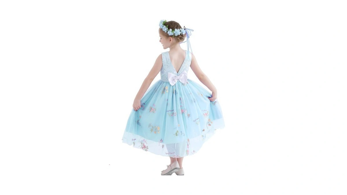 Deefant Toddler Flower Girl Dress Wedding Lace V Back Tulle