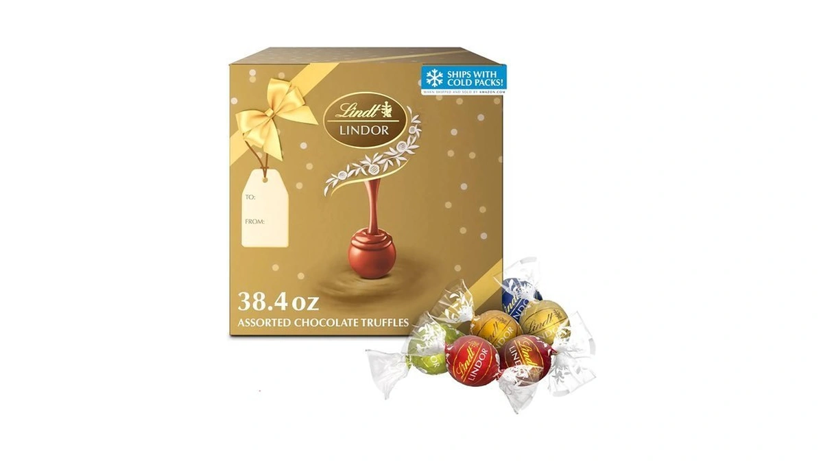 Lindt Lindor Assorted Chocolate Candy Truffles Gift Box, 90 Count,