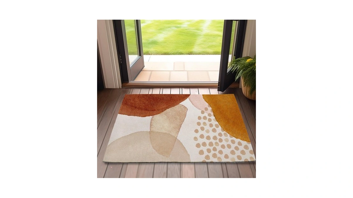 Front Door Mat,abstract Boho Indoor Outdoor Entrance Mid-century Geometric Welcome