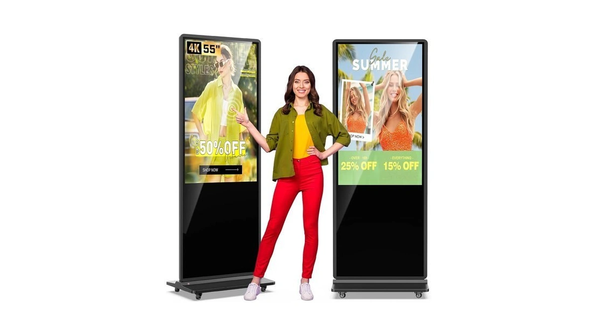 Qixzocv Mwe 55 Inch 4k Touchscreen Kiosk, Indoor Floor Standing