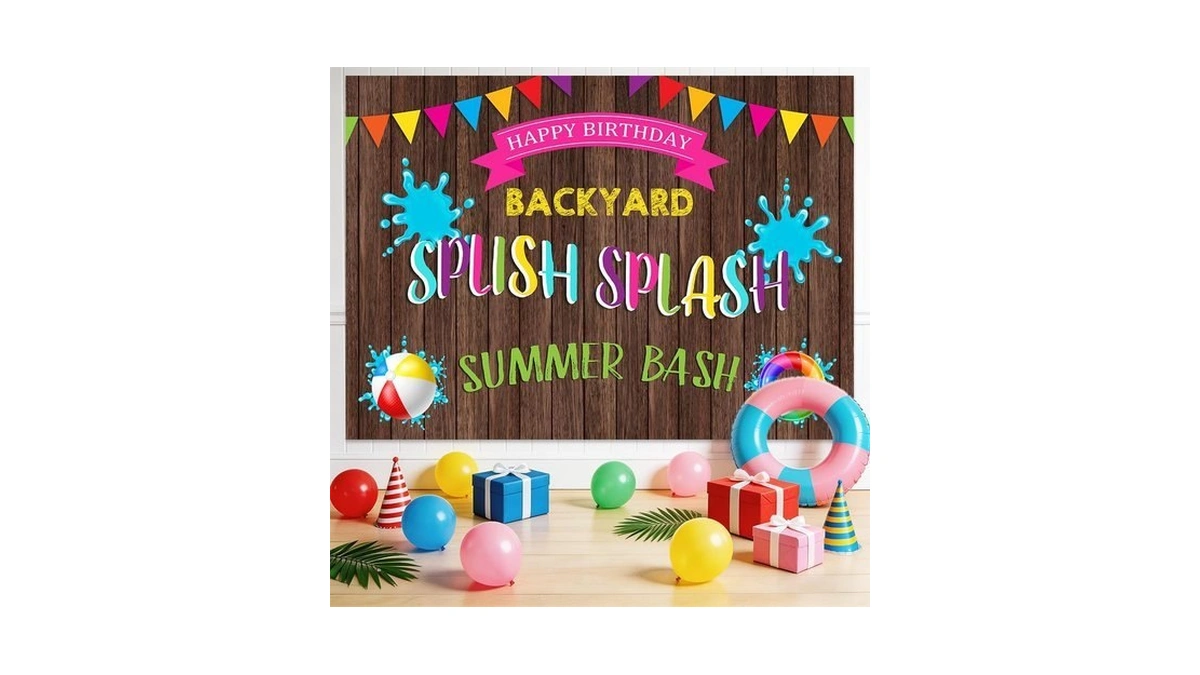 Ablin 7x5ft Summer Pool Party Backdrop For Birthday Splish Splash