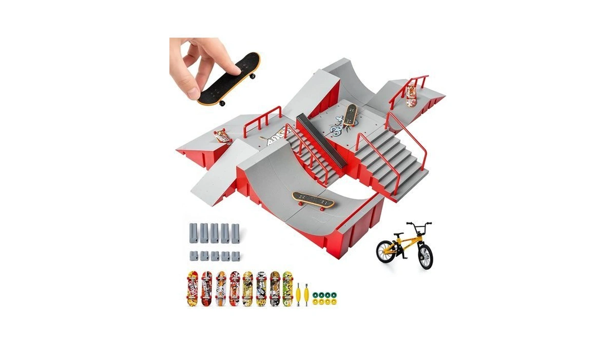 14-in-1 Fingerboard Skatepark Set With 8 Finger Skateboards And Finger