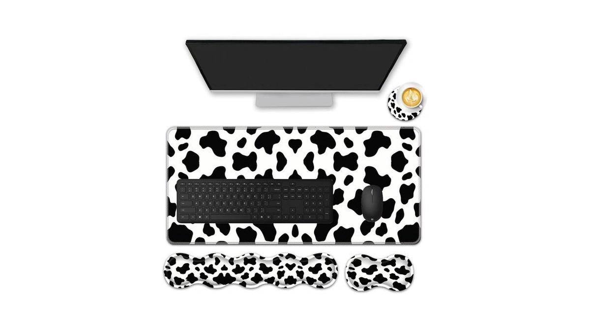 Fgdrfgrw Mouse Pad Set,(31.5×11.8 In) Desk Pad + Keyboard Wrist