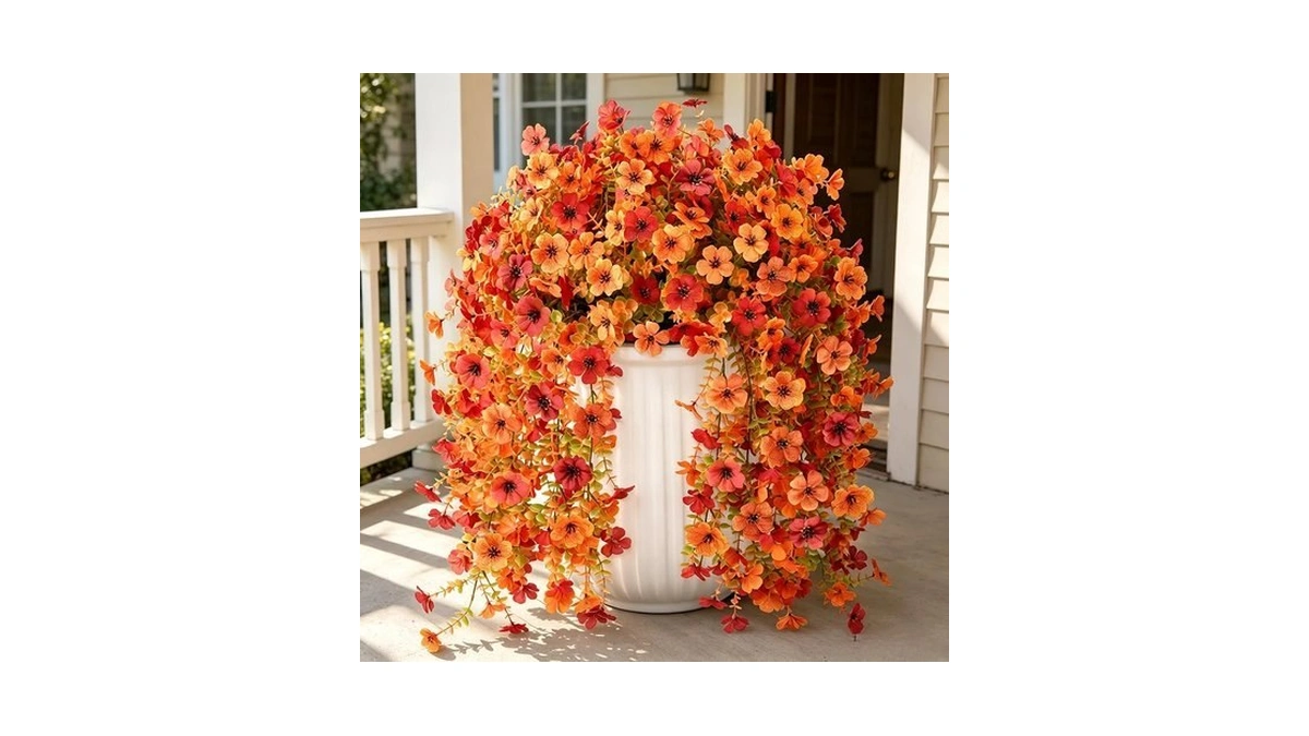 Meitrio Artificial Hanging Flowers Plants For Outdoors, 2 Pcs Uv