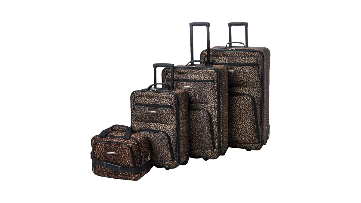 Rockland Fashion Softside 4 Piece Luggage Set, Expandable, (14" Tote/19"/24"/28"),