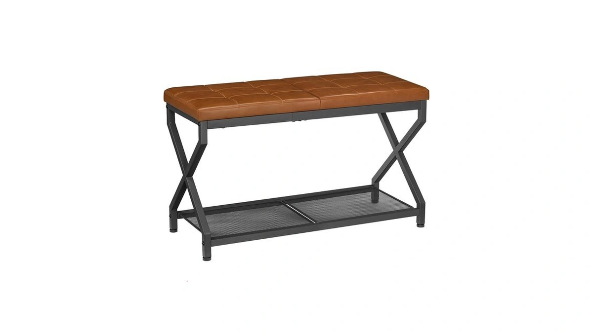 Hoobro 29.5" Shoe Bench, Entryway Bench With Tufted Pu Leather