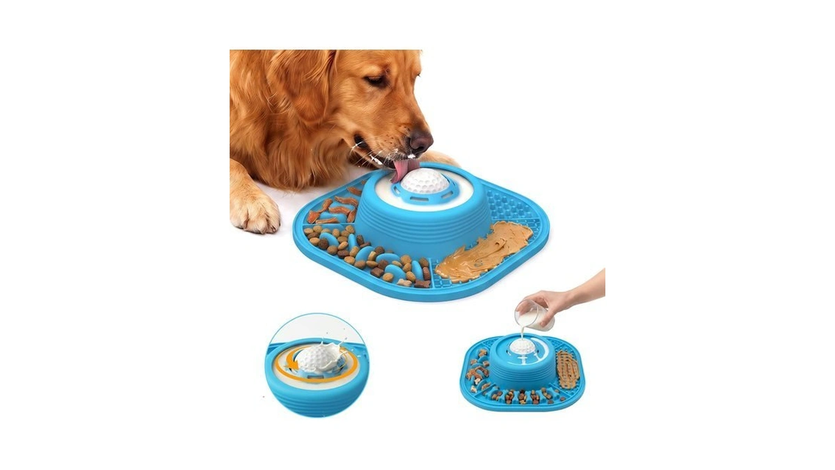 Jojdzd Dog Lick Bowl With Interactive Rolling Ball & Slow