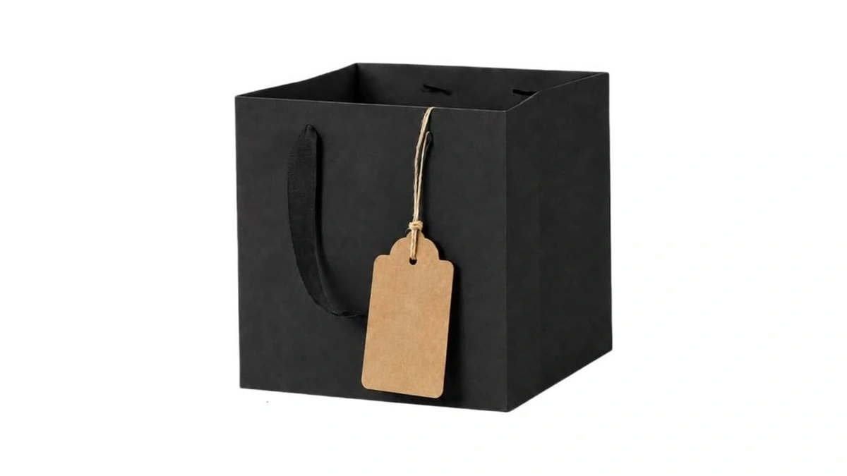 Treelement 2 Pack 10x10x10 Inch Large Black Cube Gift Bags