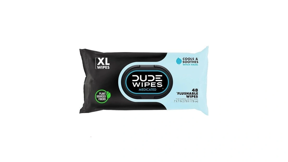 Dude Wipes Medicated Hemorrhoid Flushable Wipes, Witch Hazel, 48 Count