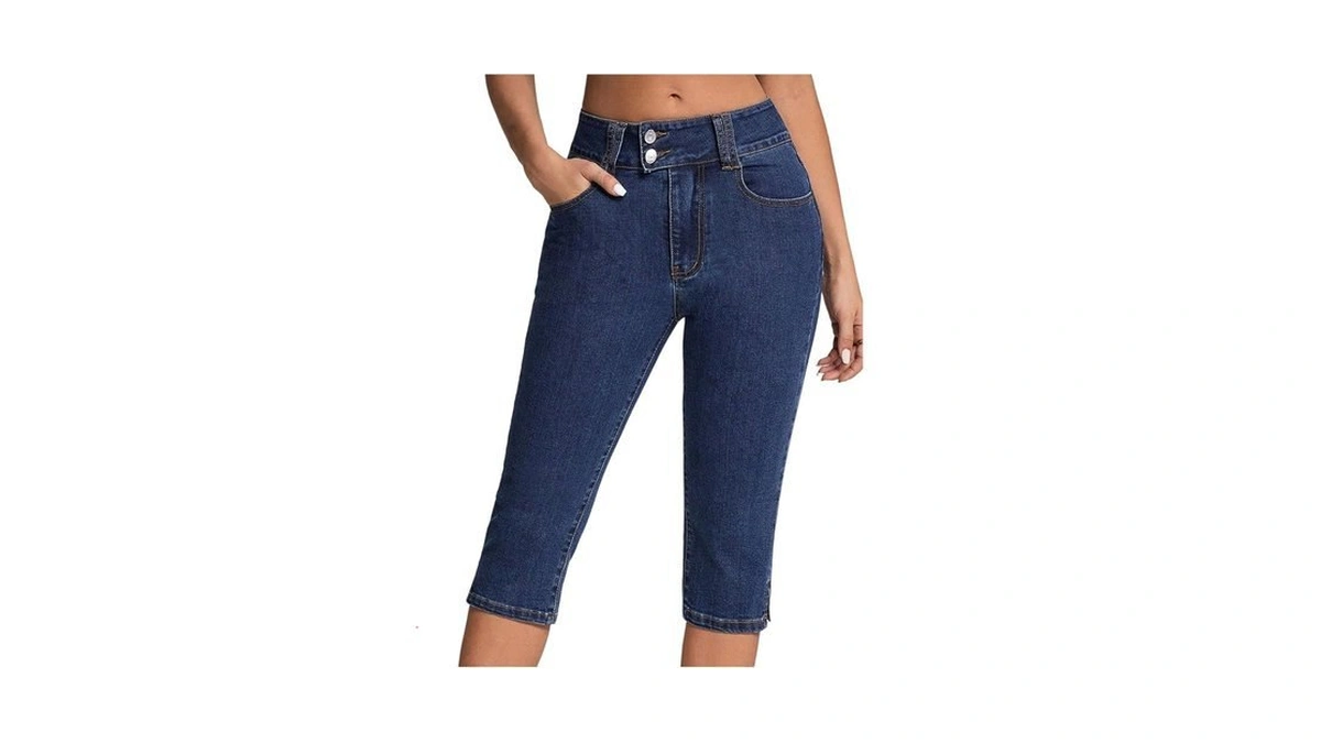 Shenhe Women's Y2k Low Rise Skinny Capris Jeans Vintage Side