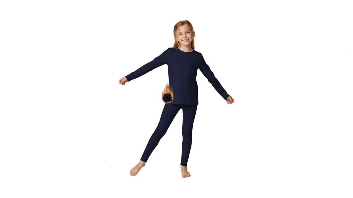 Welaken Girls Warm Thermal Underwear Set Kids Winter Base Layer