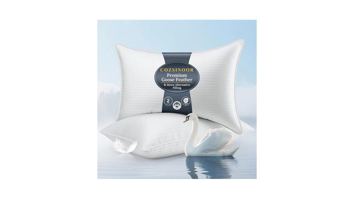 Cozsinoor Goose Down Feather Pillows Queen Size Set Of 2