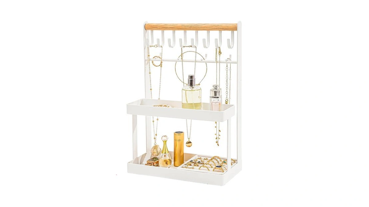 Borozo 4-tier Jewelry Organizer Stand With 12 Hooks & Velvet