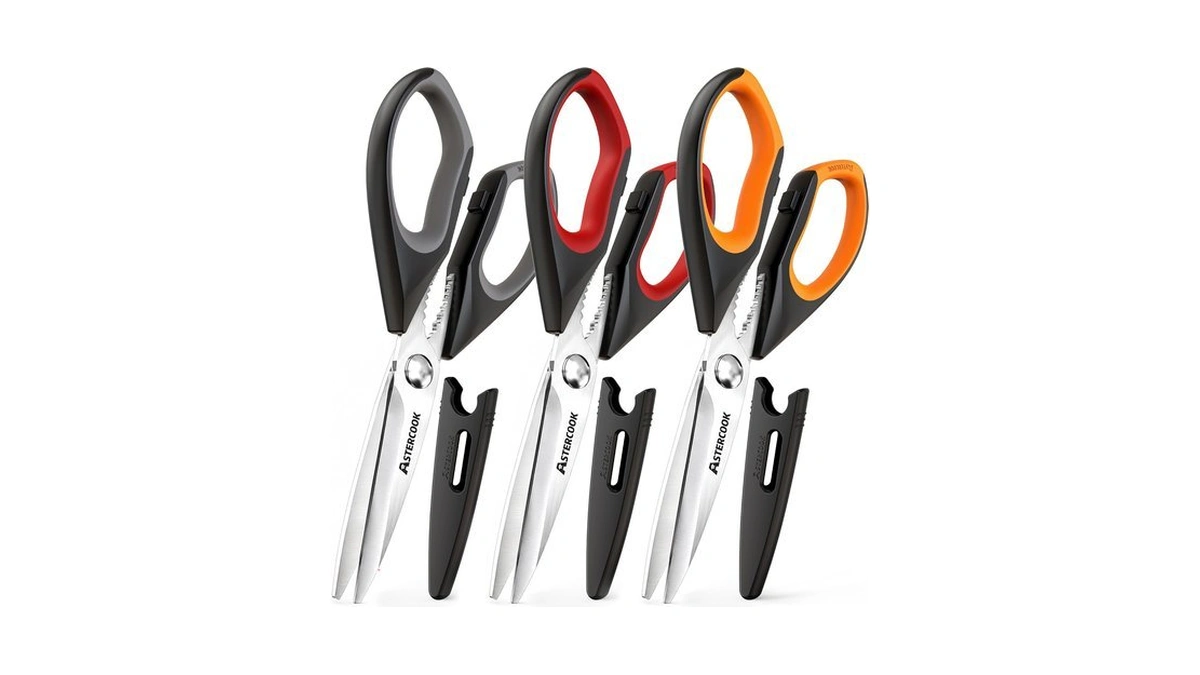 Astercook Kitchen Scissors 3 Pack, Heavy Duty All Purpose Kitchen