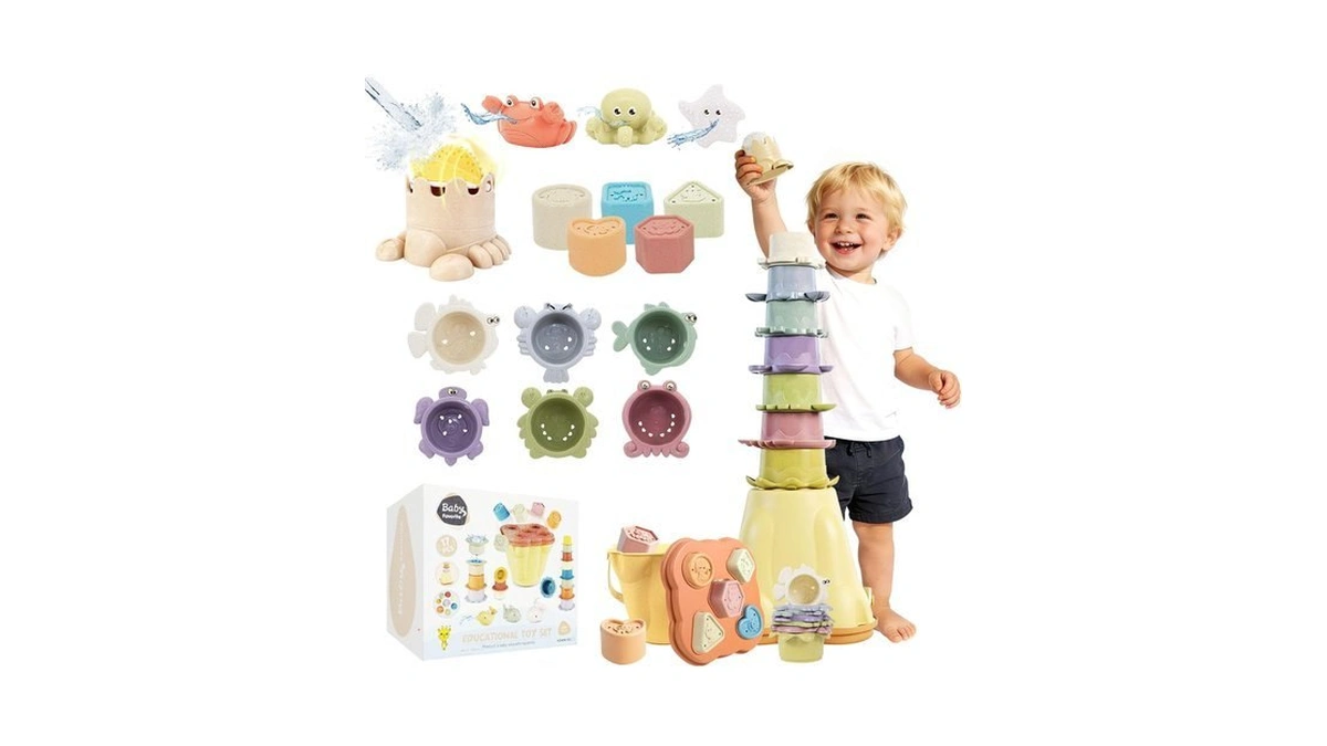 Byfwh Stacking Toy For Toddlers 1-3, 4 In 1 Monstessori