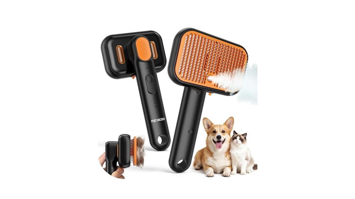 Ddxcoo Steam Cat Brush For Shedding, Self-cleaning Deshedding Grooming Comb