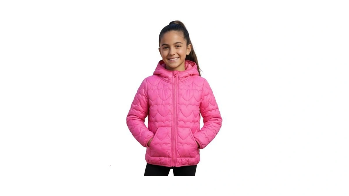 Welaken Lightweight Heart Quilted Cotton Puffer Jacket For Girls &