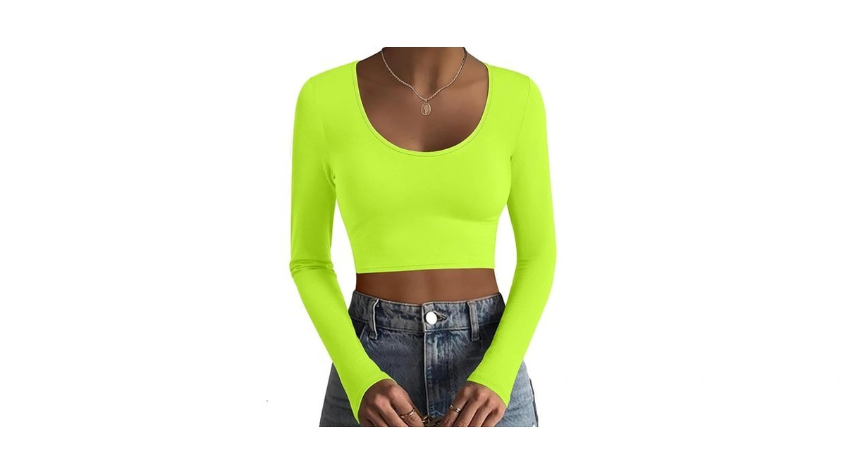 Amazon : Ekouaer Long Sleeve Crop Tops For Women