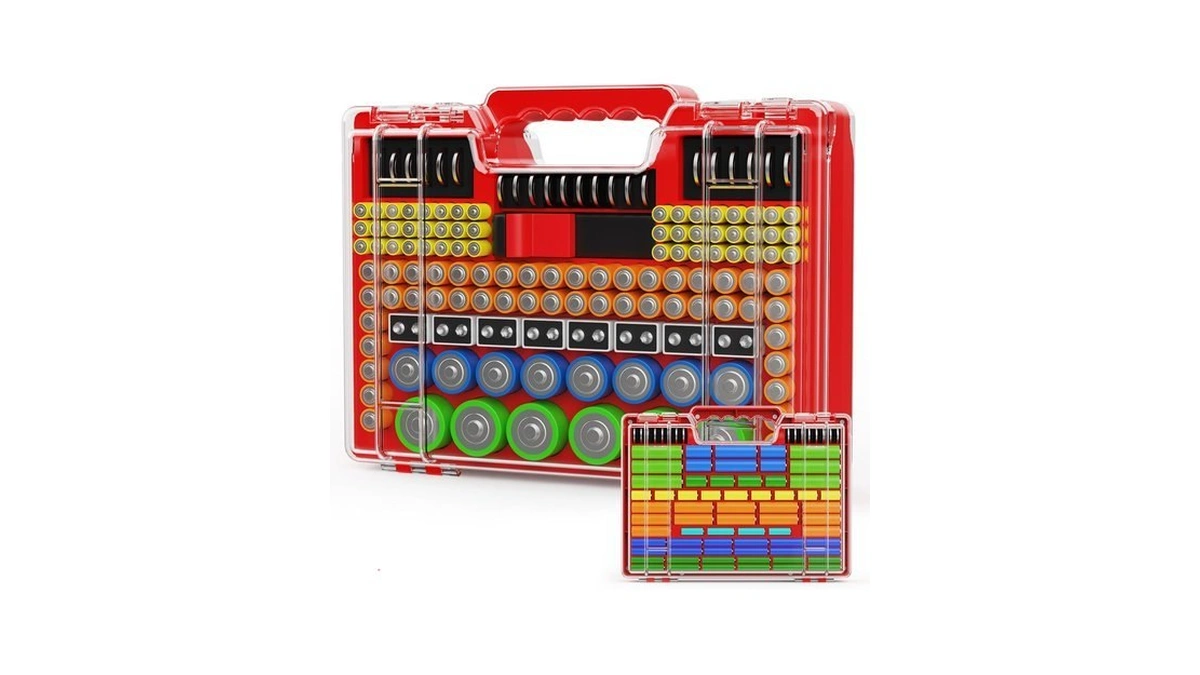 Battery Organizer Storage Holder Box Case With Tester, Stores &
