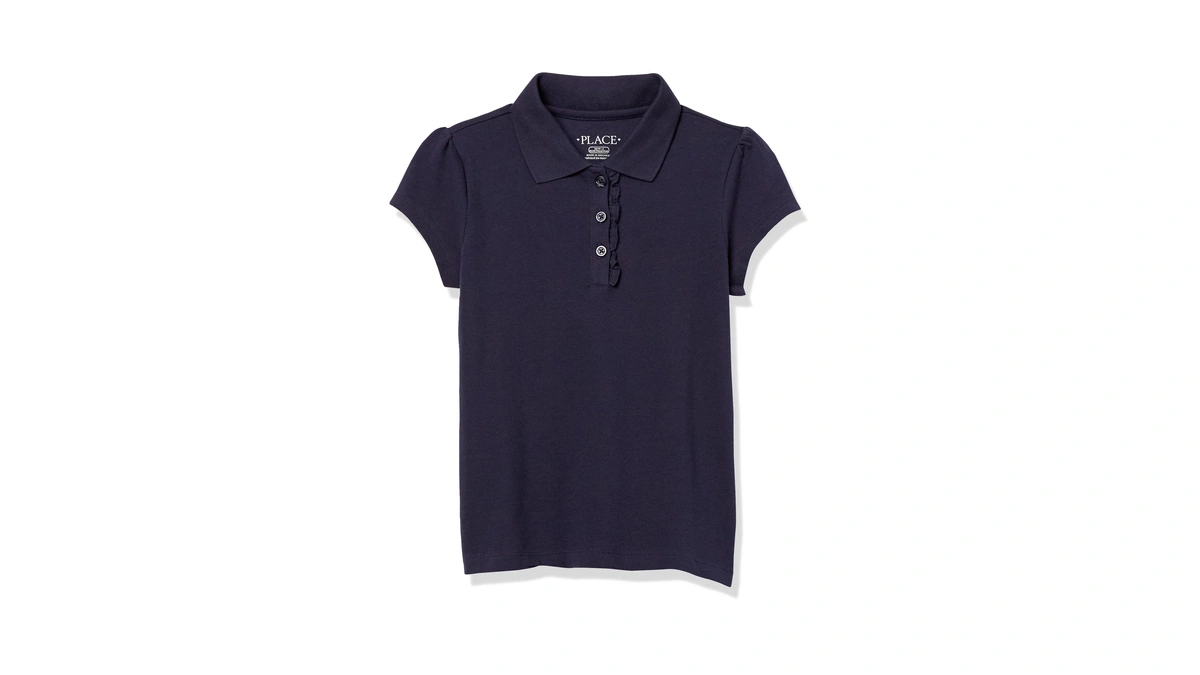 The Children's Place Girls' Uniform Ruffle Pique Polo Tidal Xxl