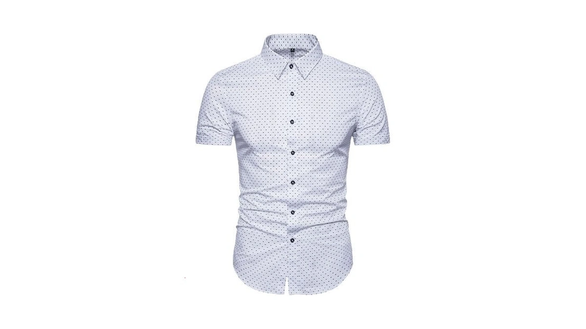 Muse Fath Men's Short Sleeve Casual Printed Dress Shirt, White,