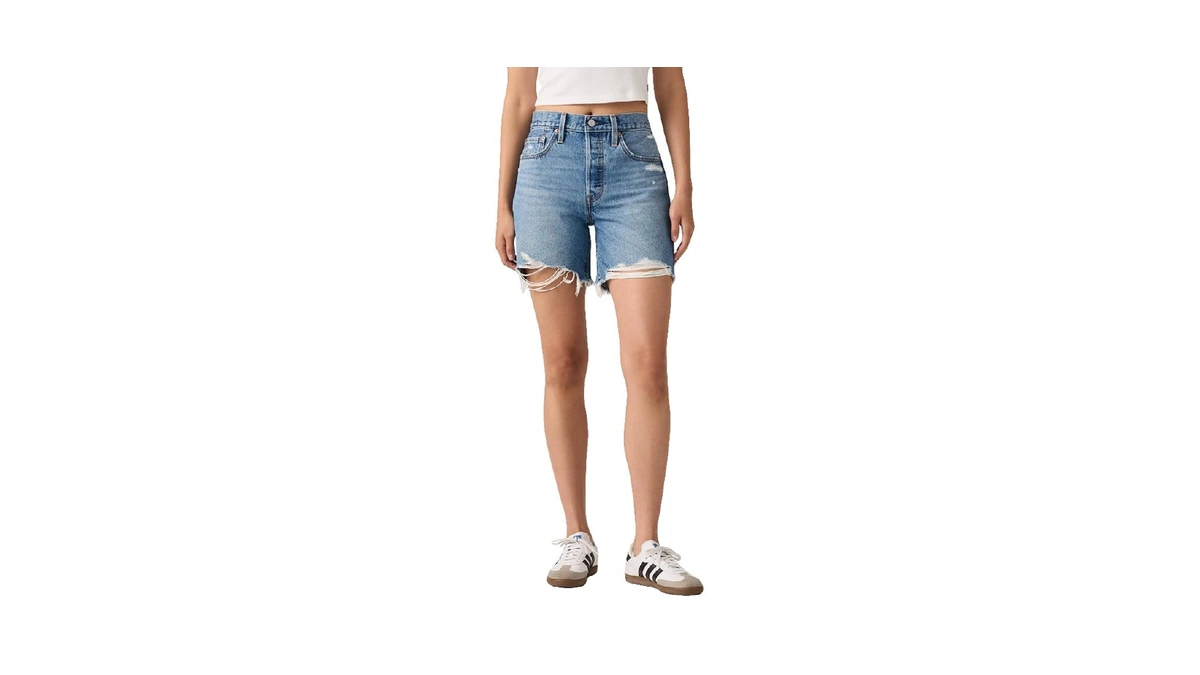 Levi's Women's 501 Mid-thigh Shorts, (new) Blow Big Horns (shrink-to-fit),
