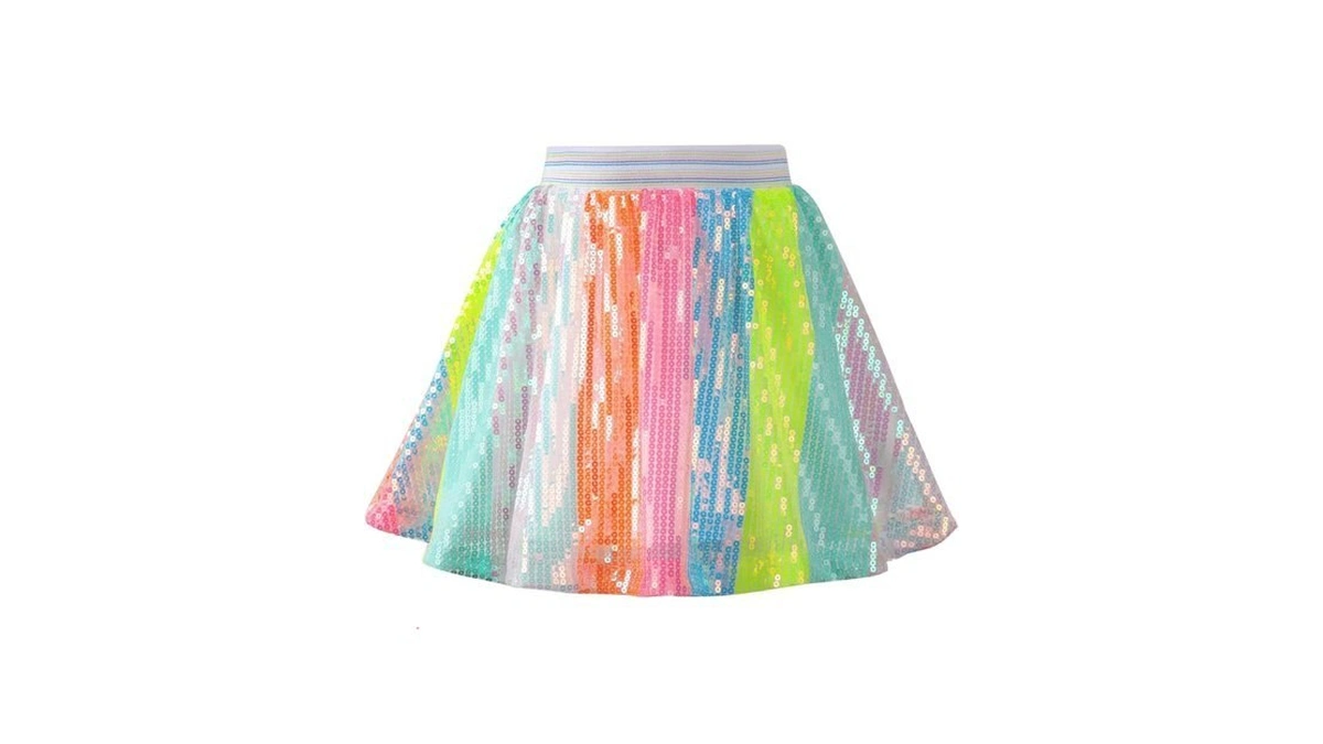 Welaken Sequin Skirt For Girls Kids Elastic Waist A-line Sparlky