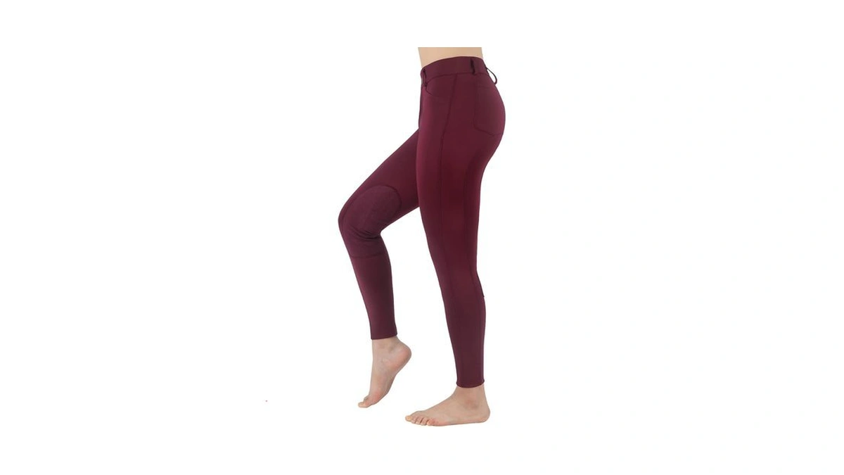 Beroy Women Horse Riding Knee-patches Pants Ladies Equestrian Front-zip Breeches