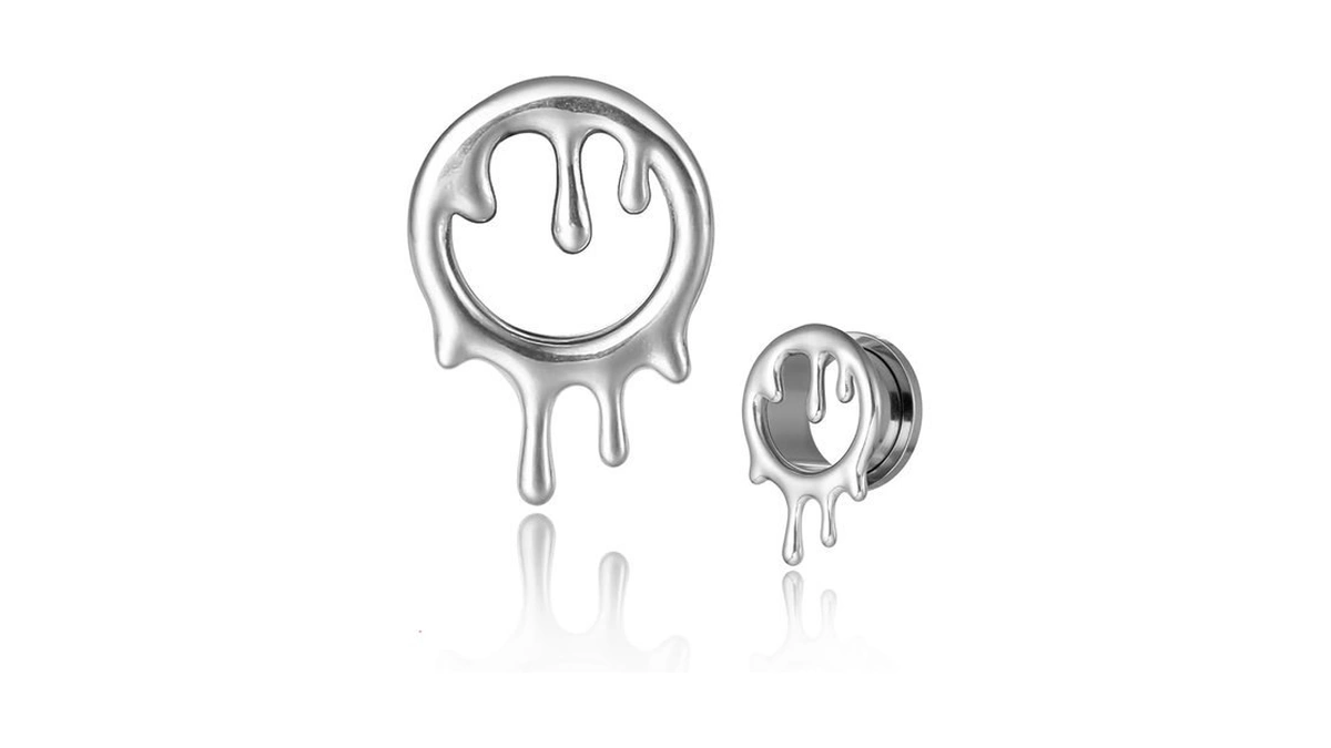 Twolobes 2pcs Silver Cool Drops Ear Gauges For Stretched Lobe