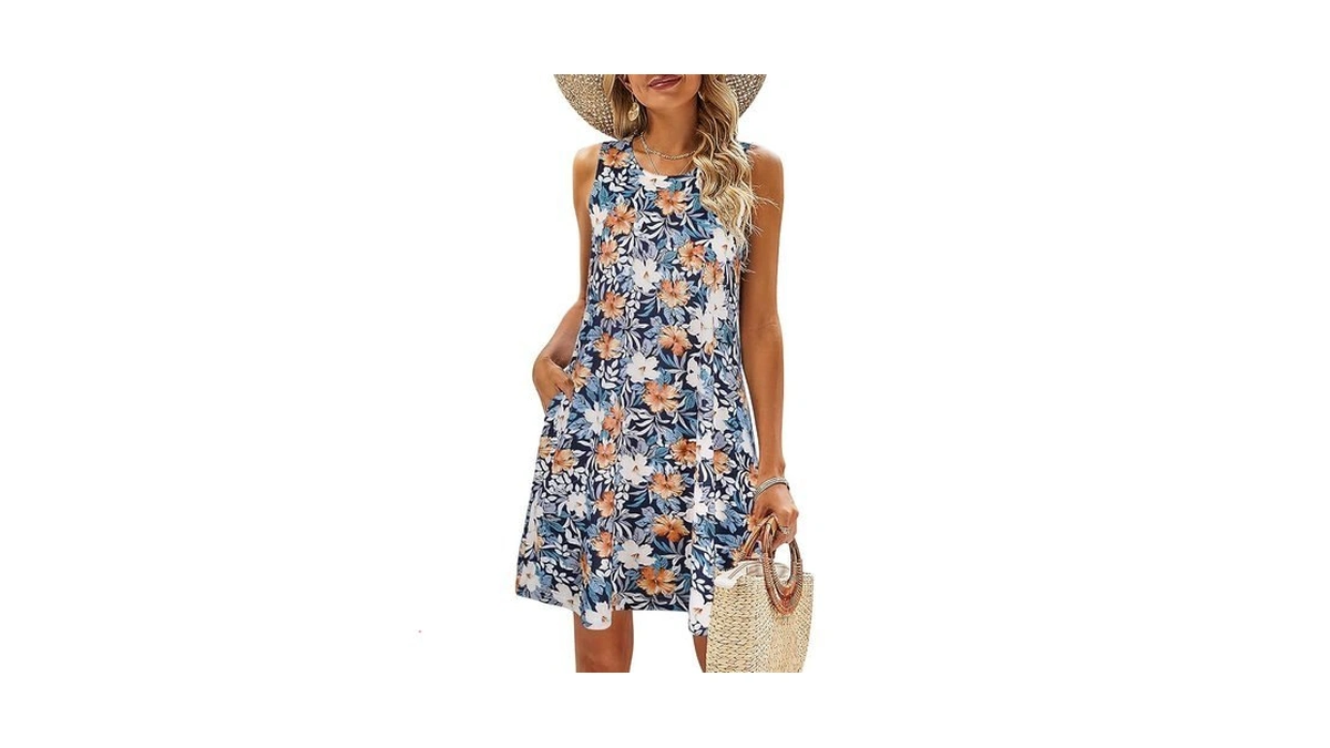 Simplefun Summer Dresses For Women Flower Beach Boho Sleeveless Sundresses