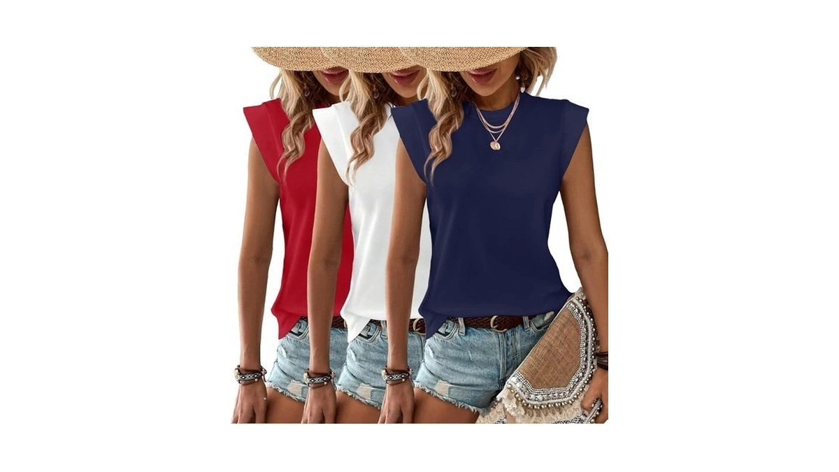 Funbang 3-pack Womens Casual Tank Tops Summer Spring Trendy T