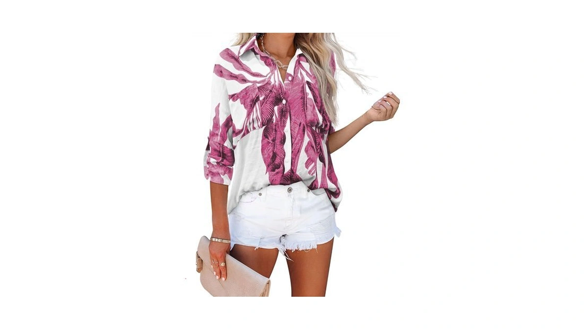 Diosun Womens Button Down Shirts V Neck Casual Long Sleeve