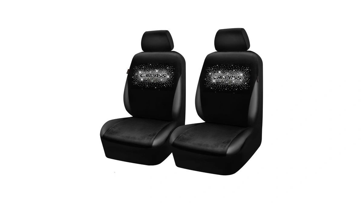 Car Pass Velour Rhinestone Bling Seat Covers Front Seats Only