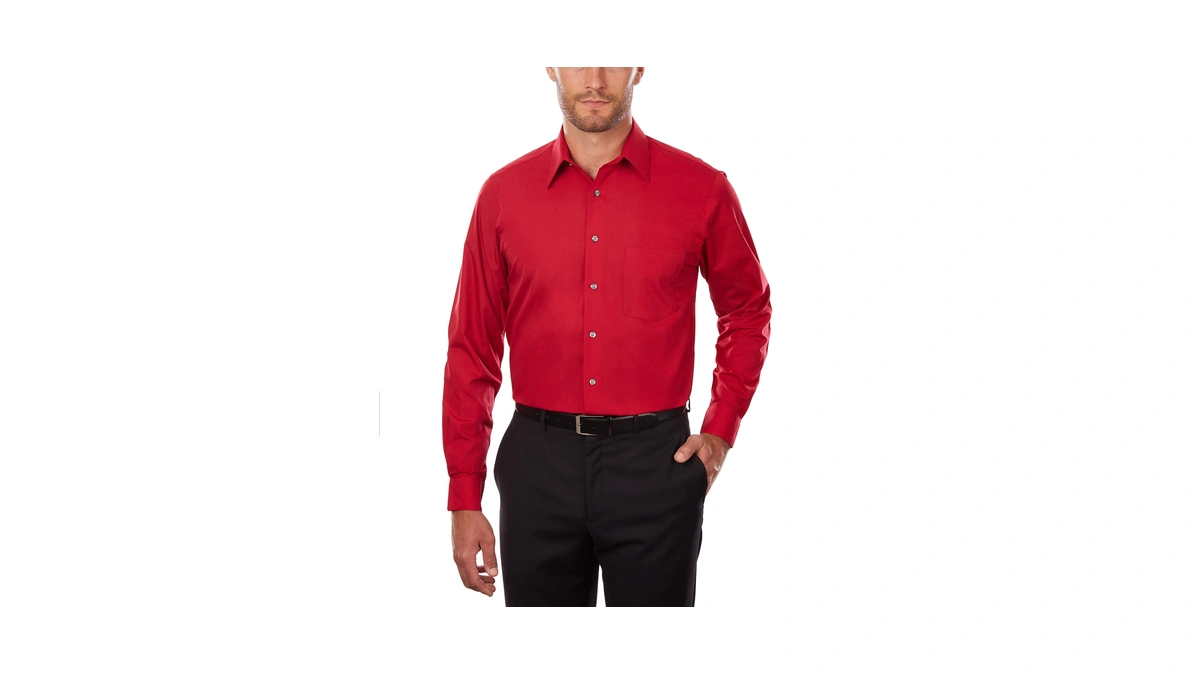 Van Heusen Men's Tall Fit Dress Shirts Poplin, Flame, 18.5"