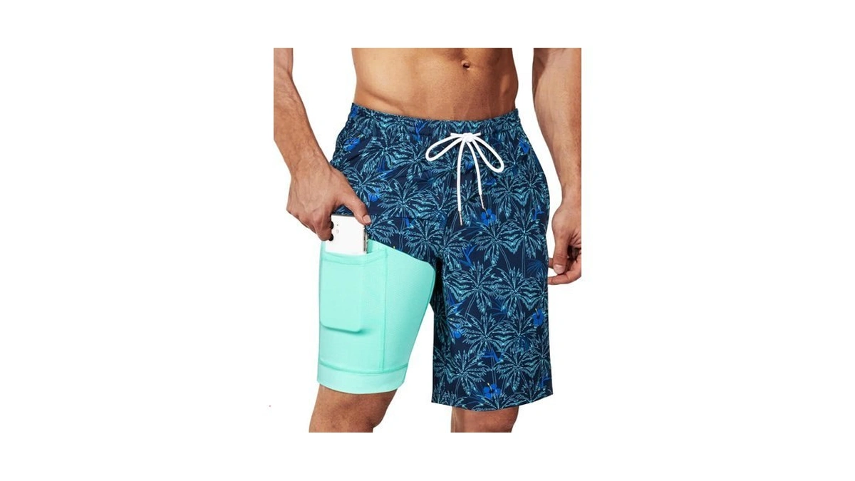 Surf Cuz 9" Mens Swim Trunks With Compression Liner Swimming