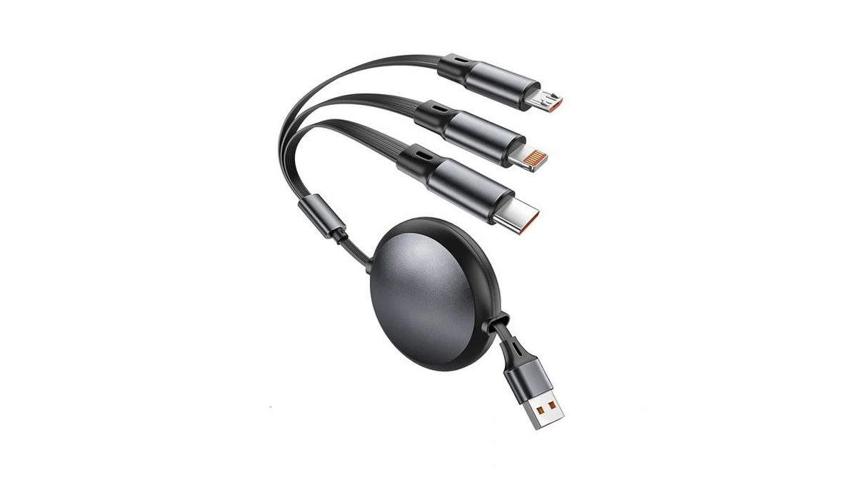3-in-1 Retractable Car Charging Cable, Multi Charger Cable For Devices