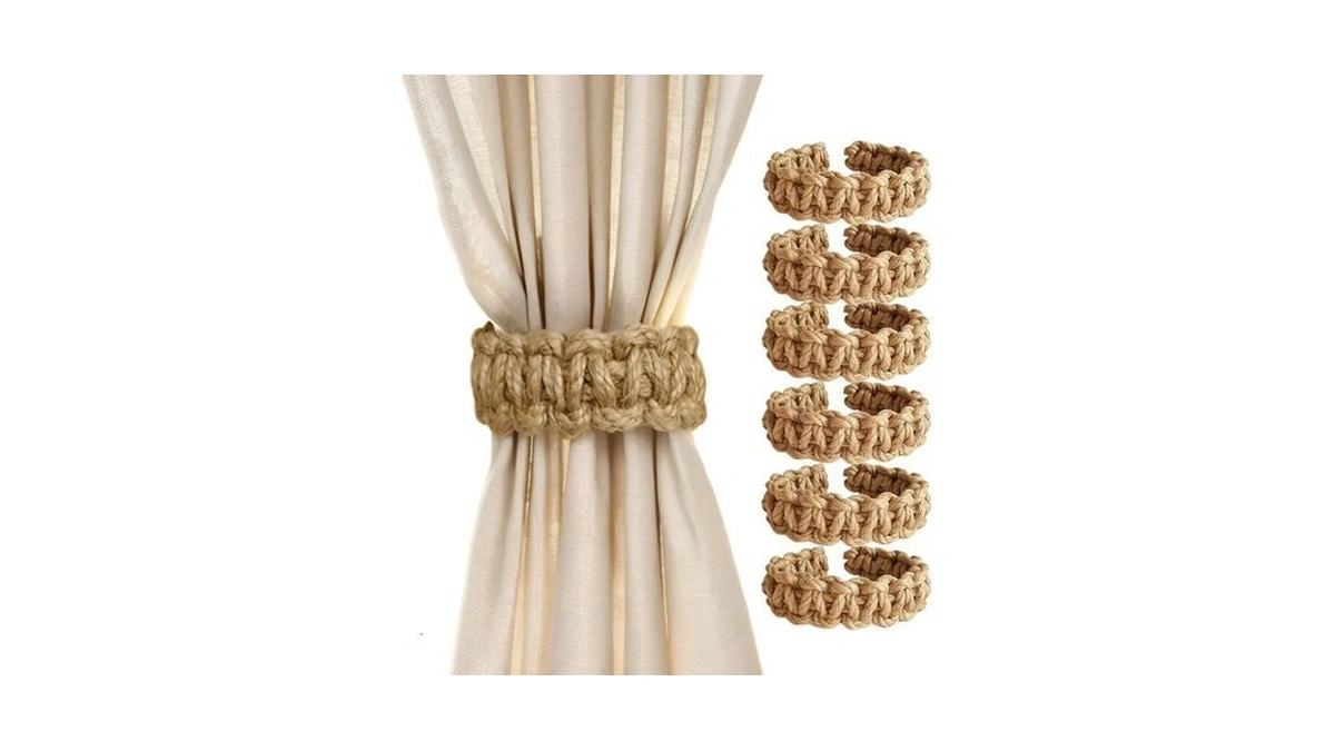 6-pack Braided Curtain Tiebacks, Natural