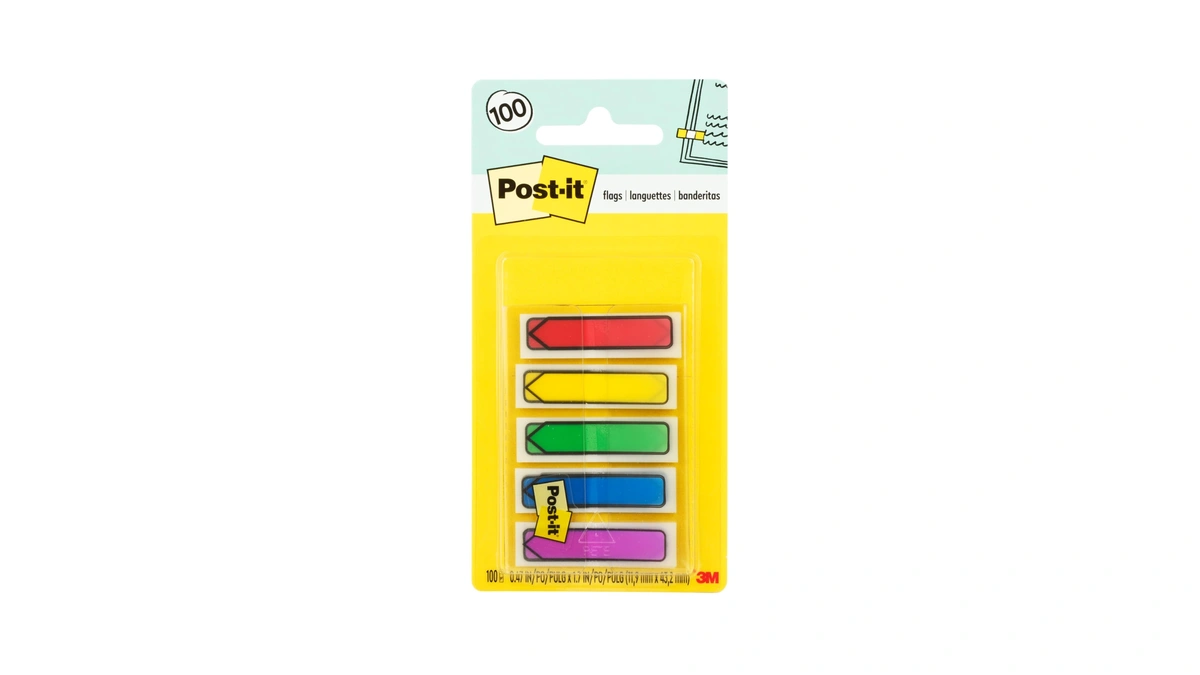 Post-it Arrow Flags, 0.47 X 1.7 In, Primary Colors, 1