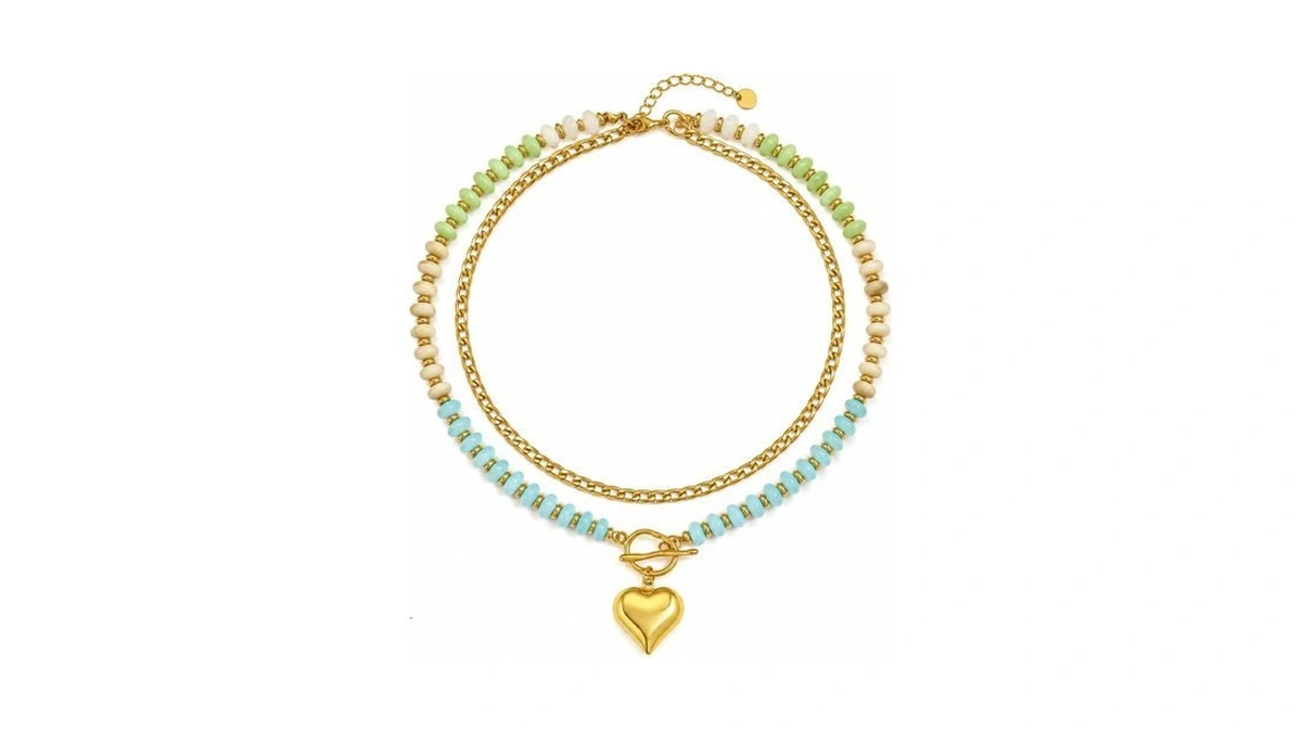 Abiotp Colorful Beaded Layered Necklaces For Women Multicolor Acrylic Beaded