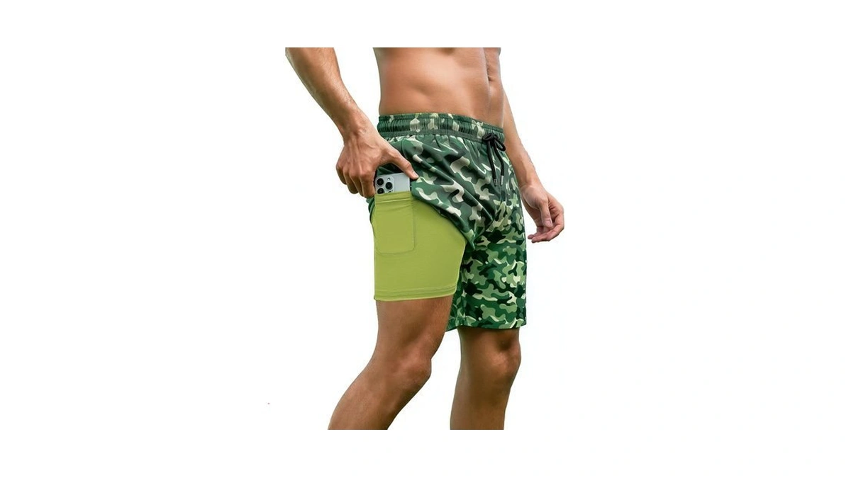 Arolina 7 Inch Mens Swim Trunks Compression Liner Zipper Pockets