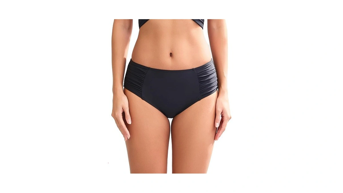 Cocopear Mid Rise Full Coverage Bikini Bottoms For Women Ruched