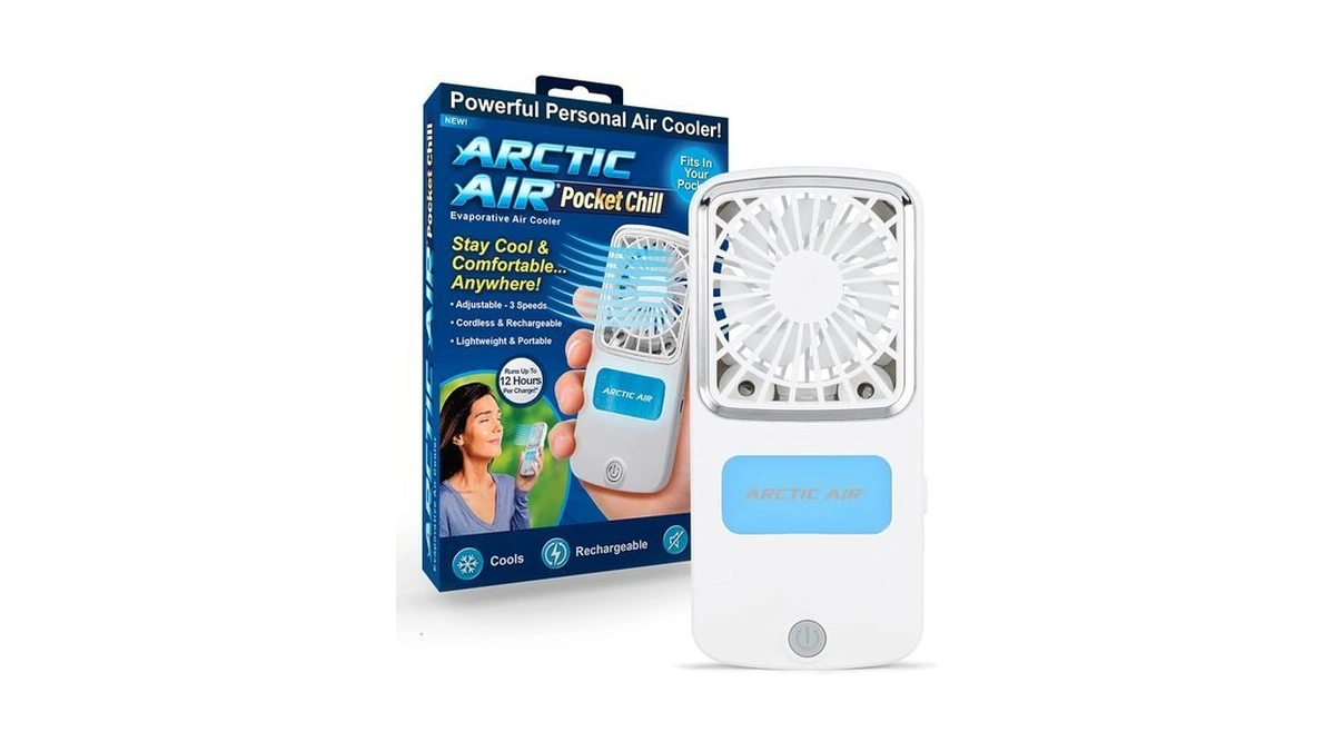 Arctic Air Portable Fan, Pocket Chill Handheld Mini Fan, Rechargeable