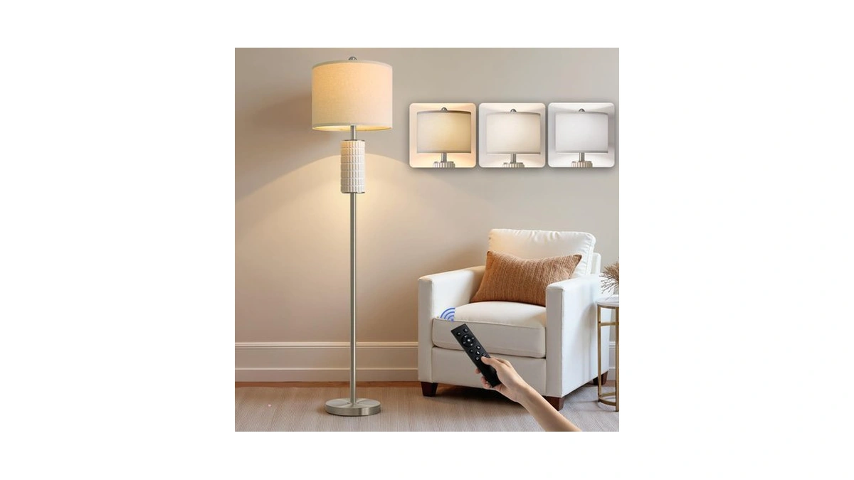 Pokat Ceramic Floor Lamps With Remote, 64" Modern Floor Lamps