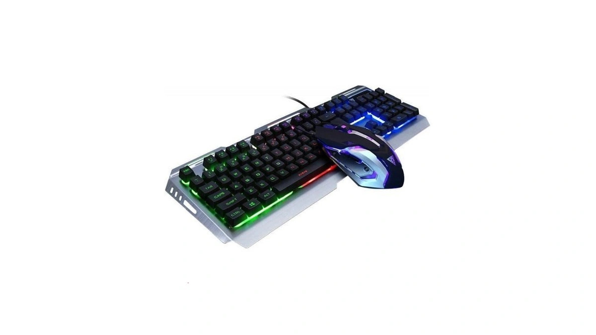 Wired Gaming Keyboard Mouse Combo Rgb Rainbow Led Backlit For
