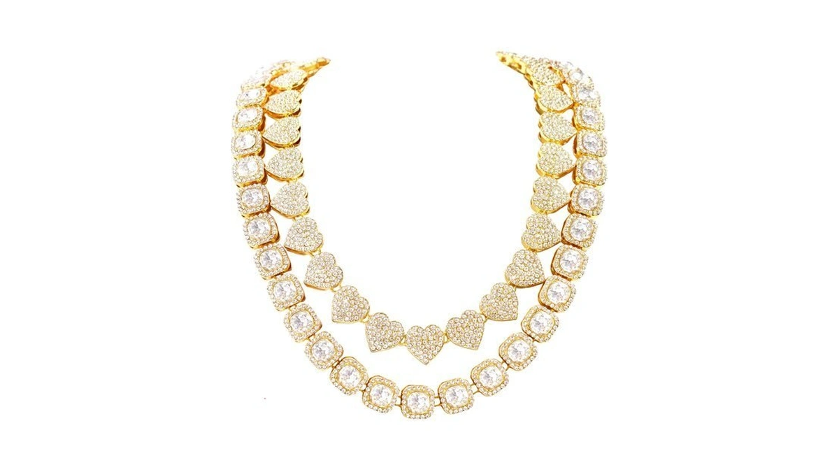 Shopbyskyler 2pcs Tennis Chain Miami Cuban Link Chain For Women