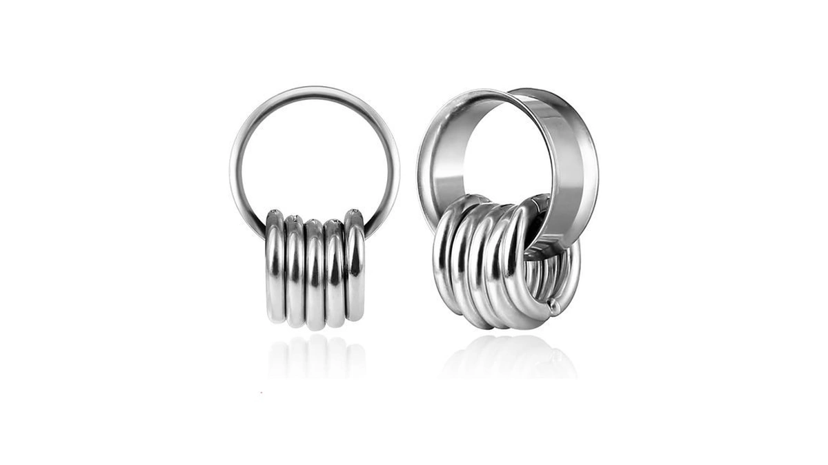 Twolobes 1 Pair Ear Gauges With 10pcs Rings Hypoallergenic 316