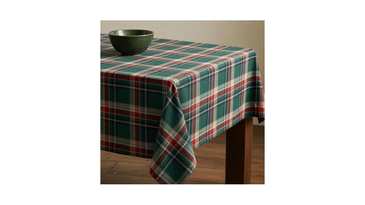 Uwwgkk 55x70 Inch Plaid Tablecloth Rectangle Woven Checkered Table Cover