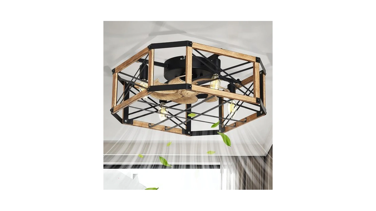 Linher 21-inch Flush Mount Farmhouse Ceiling Fan With Light And