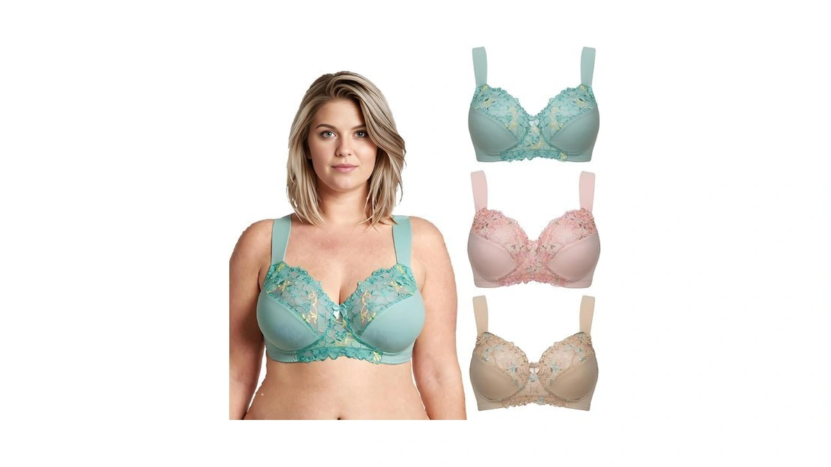 Curve Muse Minimizer Unlined Wireless Bra-3pack-blush,sage,nude-44c